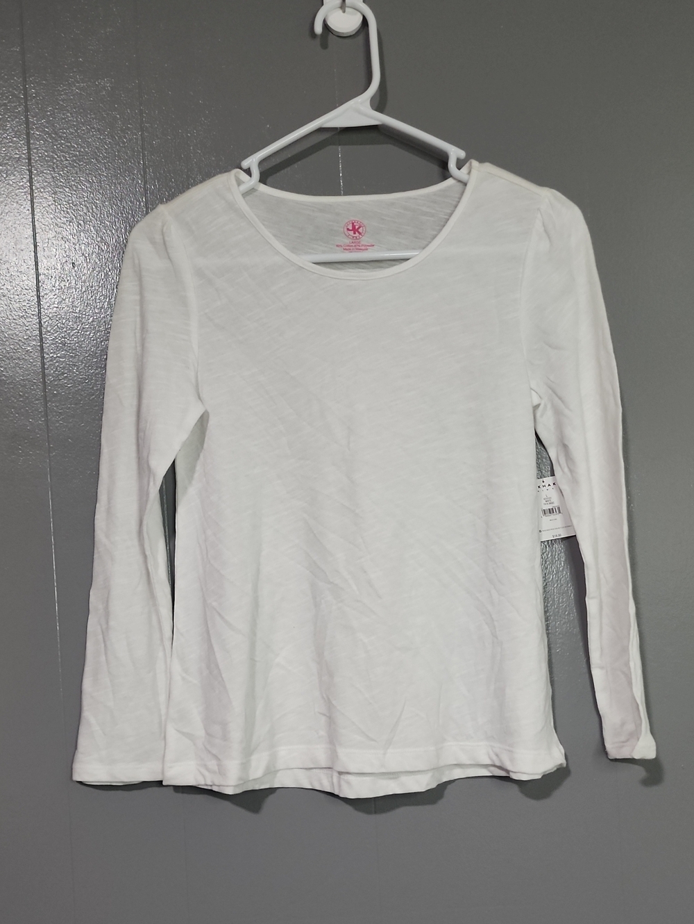 J. Khaki White Long-Sleeve Crewneck Tee